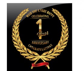 Anniversary celebration golden laurel wreath labels vector 06