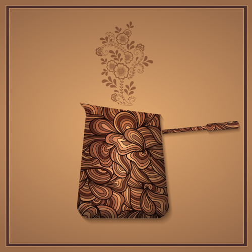 Art Pattern with coffee card vector 04