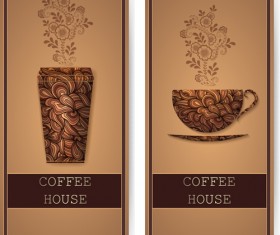 Art Pattern with coffee card vector 05
