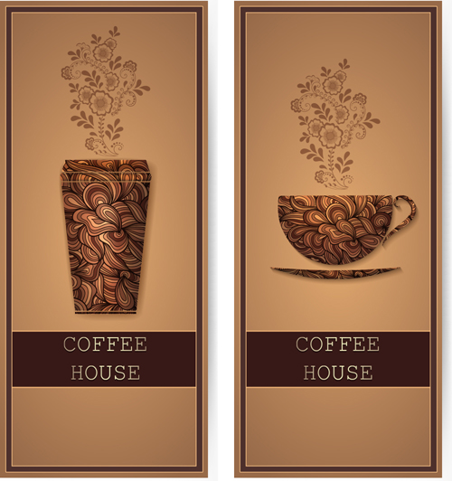 Art Pattern with coffee card vector 05