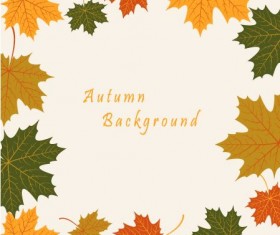 Autumn leaves vintage art background vector 01