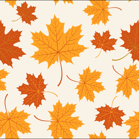 Autumn maple leaves vectors seamless pattern 01