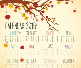 Autumn styles Calendar 2016 vector