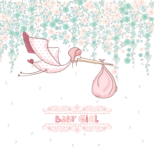 Baby girl cute card vector