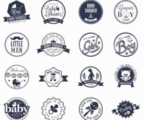 Baby vintage badge with labels vector