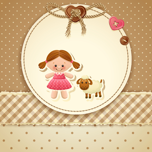 Baby with sheep vector card