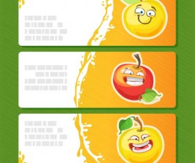 Banners cartoon apple vector 01