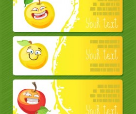 Banners cartoon apple vector 02