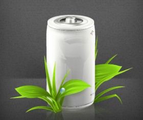 Battery with green leaves vector