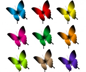 Beautiful butterflies vector icons set 02