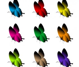 Beautiful butterflies vector icons set 03