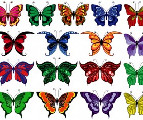 Beautiful butterflies vector icons set 04