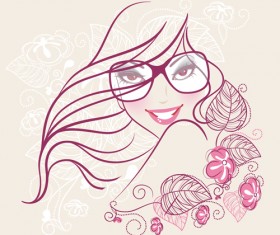 Beautiful fashion girl vectors background 04
