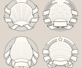 Blank laurel wreath labels vintage vector 04