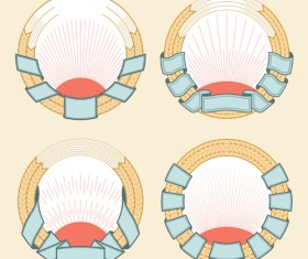 Blank laurel wreath labels vintage vector 06
