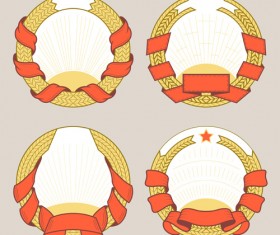 Blank laurel wreath labels vintage vector 07