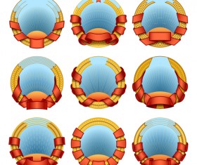 Blank laurel wreath labels vintage vector 08