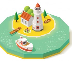 Buildings model isometric vector material 01