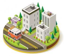 Buildings model isometric vector material 02