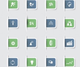 Business notes stickers icons vectors set 01