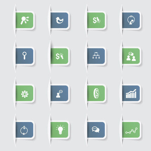 Business notes stickers icons vectors set 01