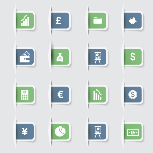 Business notes stickers icons vectors set 02