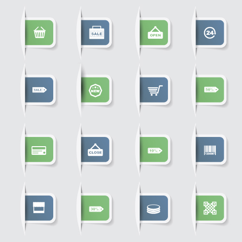 Business notes stickers icons vectors set 03