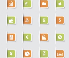 Business notes stickers icons vectors set 04