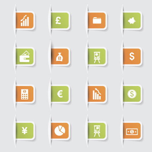 Business notes stickers icons vectors set 04