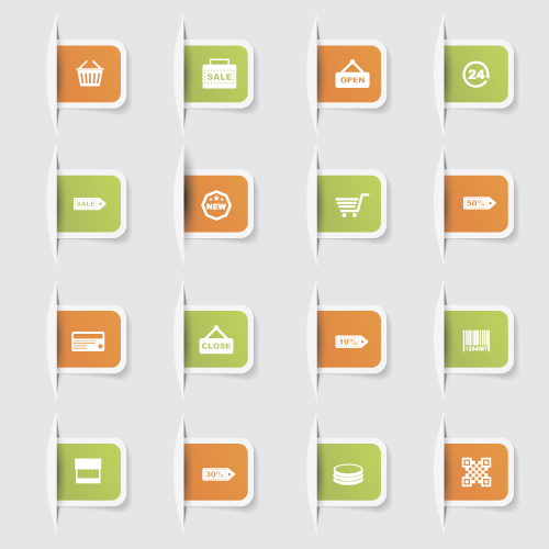 Business notes stickers icons vectors set 05
