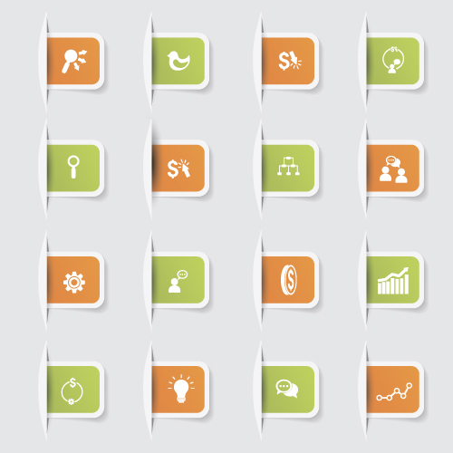 Business notes stickers icons vectors set 06
