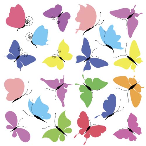Butterflies colored vector set