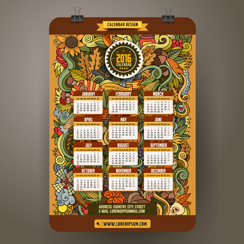 Calendar 2016 decorative pattern creative vector 01