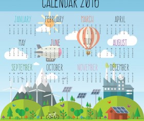 Calendar 2016 kids cartoon object vector 01