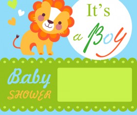 Cartoon Lion with baby card vector