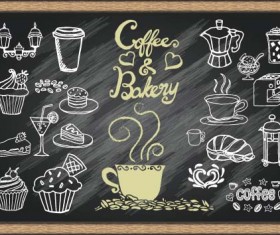 Chalked bakery with coffee design vector