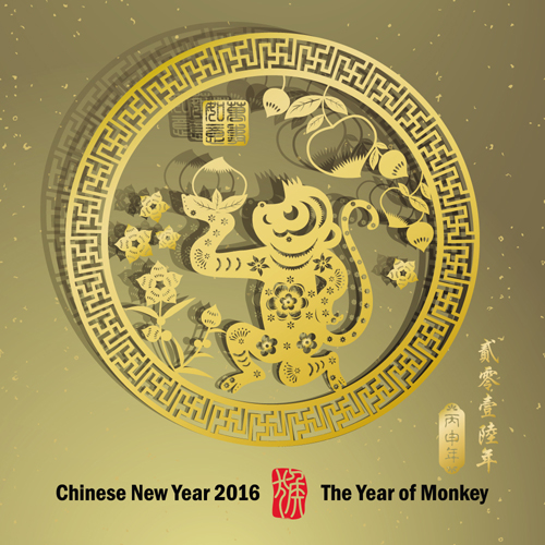 Chinese new year 2016 monkey design vector 04