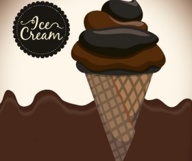 Chocolate ice cream vintage cards vectors set 01