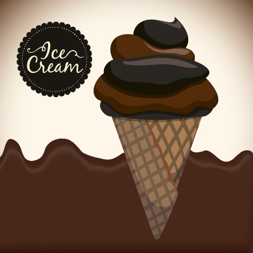 Chocolate ice cream vintage cards vectors set 01