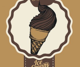 Chocolate ice cream vintage cards vectors set 02
