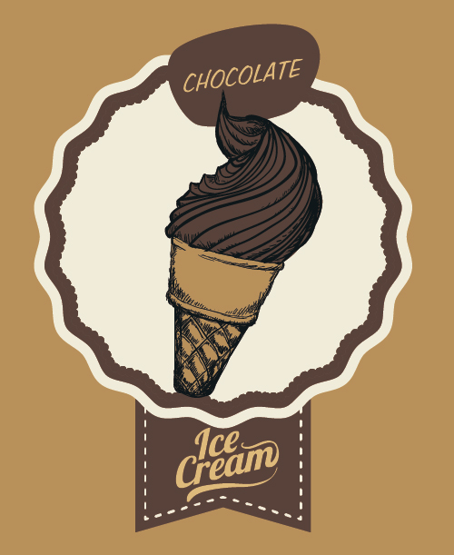Chocolate ice cream vintage cards vectors set 02