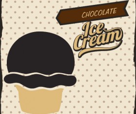 Chocolate ice cream vintage cards vectors set 03