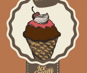 Chocolate ice cream vintage cards vectors set 04