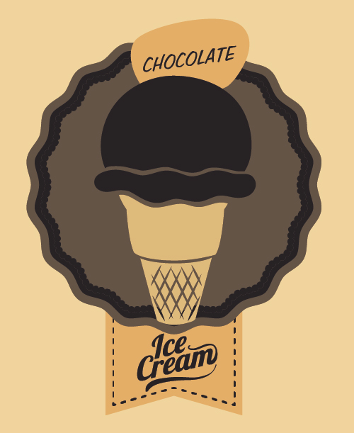 Chocolate ice cream vintage cards vectors set 05