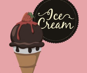 Chocolate ice cream vintage cards vectors set 06