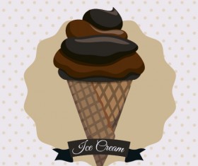 Chocolate ice cream vintage cards vectors set 07