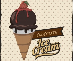 Chocolate ice cream vintage cards vectors set 09