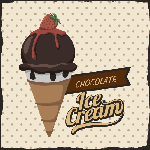 Chocolate ice cream vintage cards vectors set 09