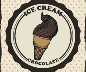 Chocolate ice cream vintage cards vectors set 10