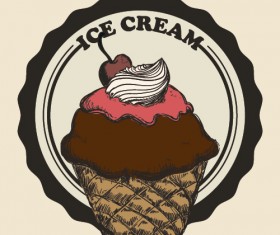 Chocolate ice cream vintage cards vectors set 12